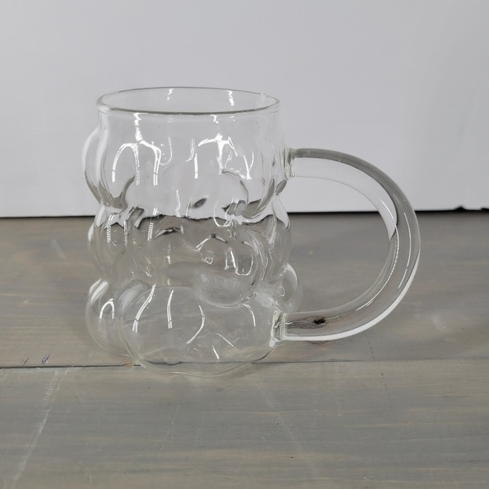 Clear Glass Novelty‎ Mug Bubble Design Handle